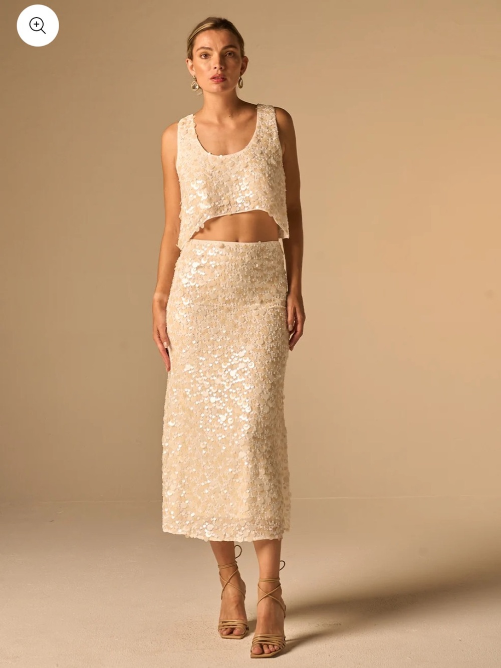 Just Be Queen Maud Skirt in Champagne sequins Midi Skirt size XS